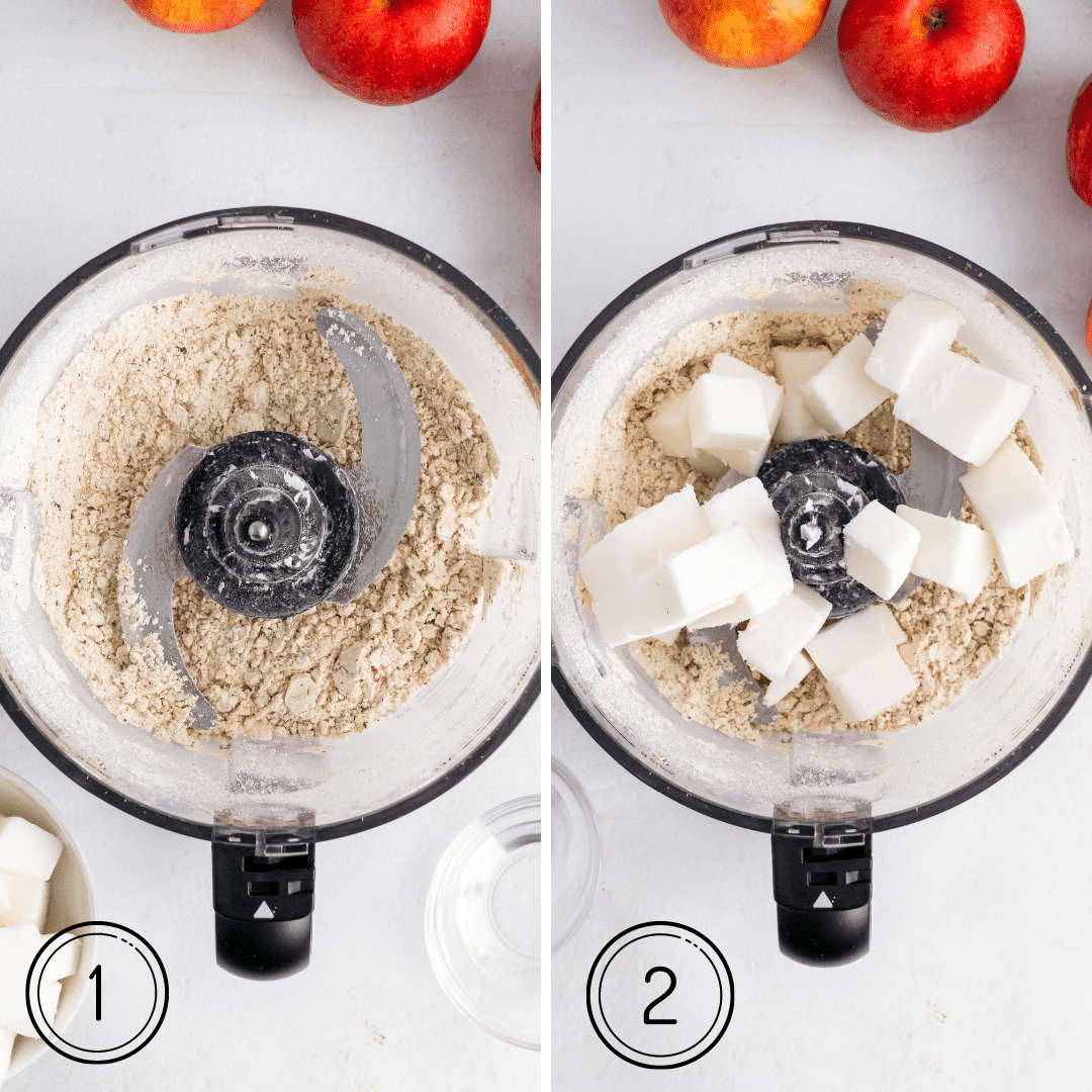 making a hazelnut pie crust in a food processor