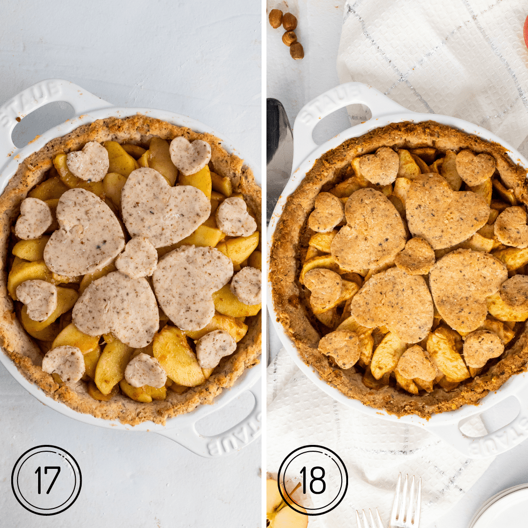 paleo apple pie before and after baking 
