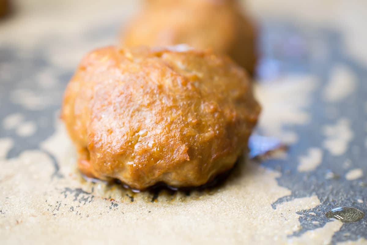 easy turkey meatballs on a sheet pan 