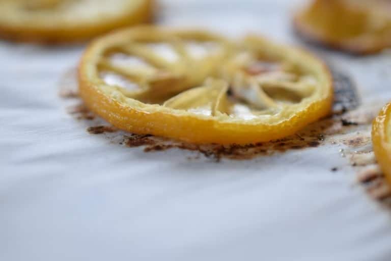 closeup of roasted lemon slice