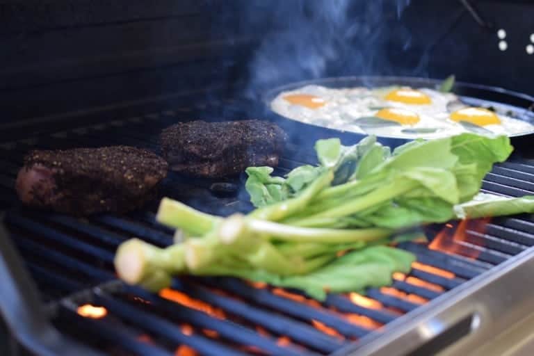 grilled steak and eggs 