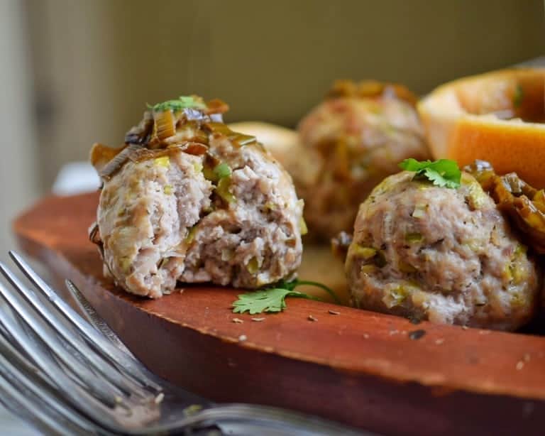 pork leek meatballs 