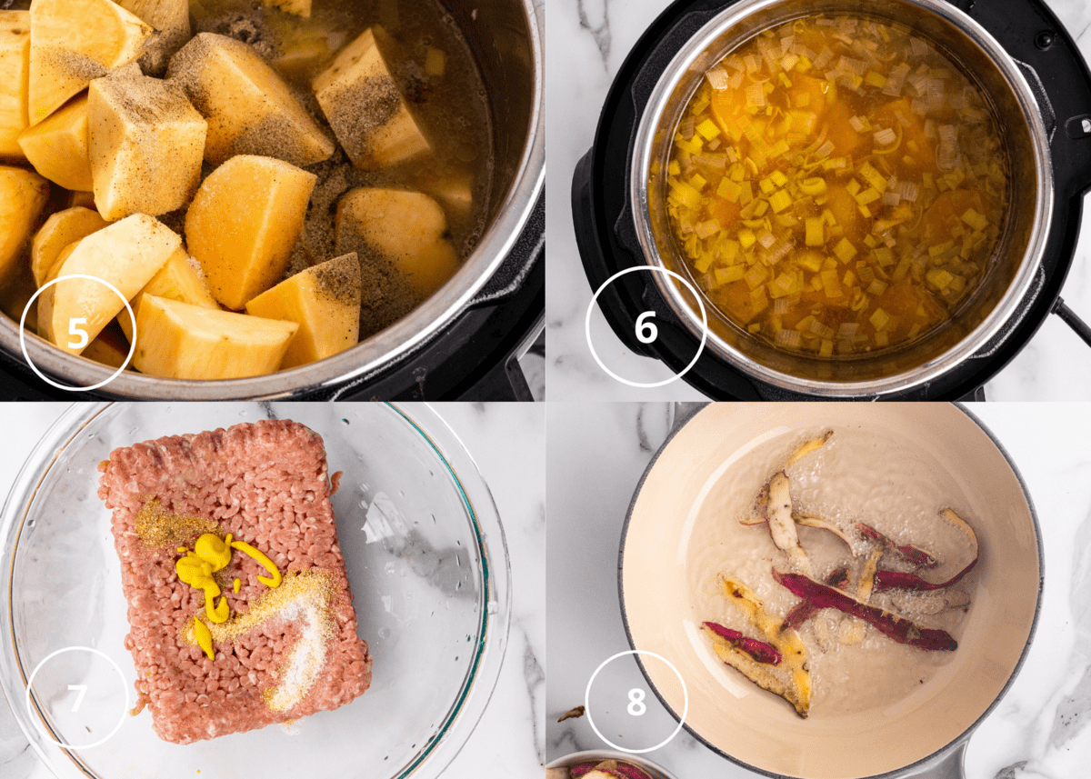 making sweet potato chili in a pressue cooker, seasoning the turkey