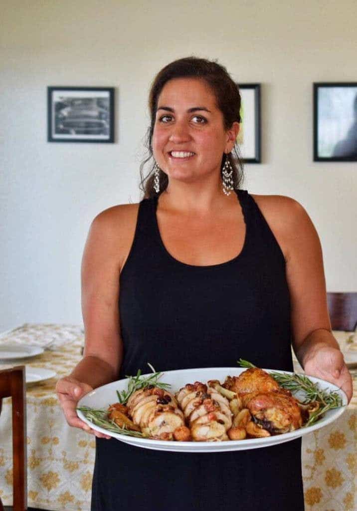 cristina holding a paleo thanksgiving turkey