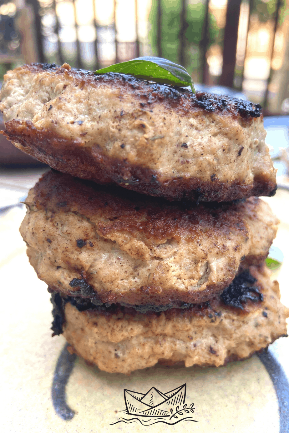 stack of four paleo thai turkey burger patties