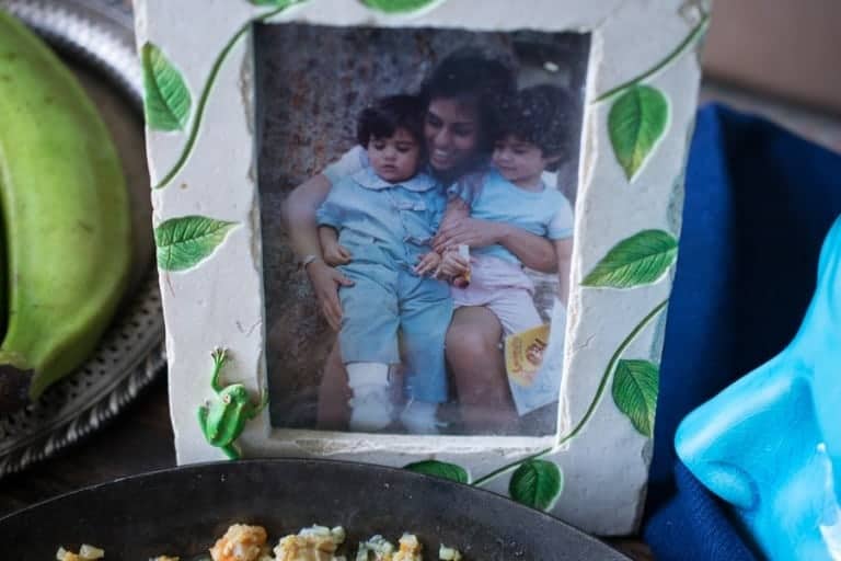 photo of a woman and 2 children in a leaf frame