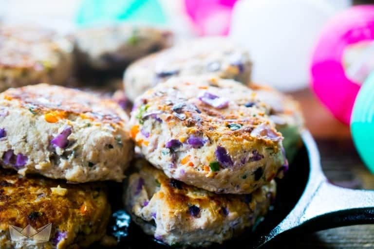 closeup of confetti turkey burgers