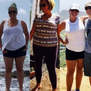 side by side comparisons of a woman's weight loss
