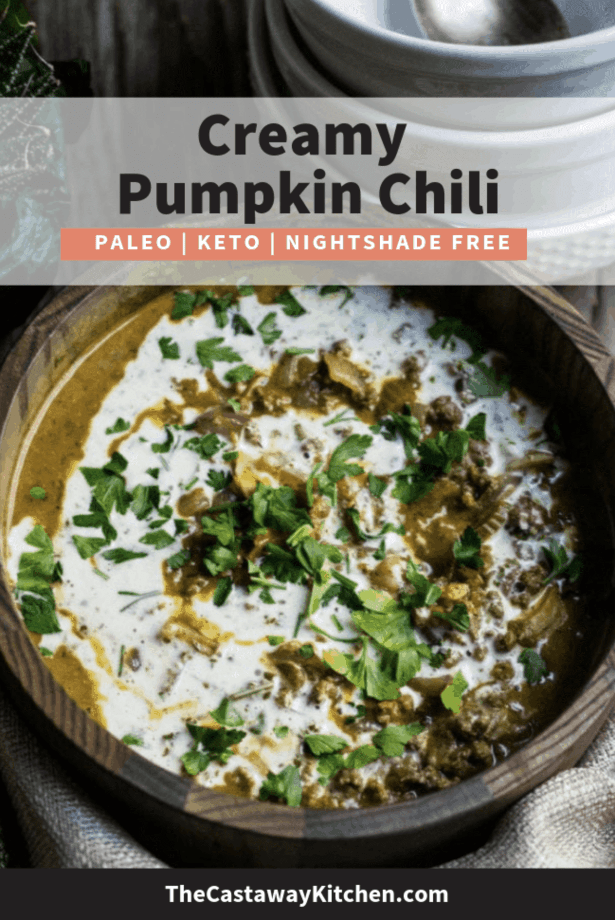 Creamy Keto Pumpkin Chili (Paleo, Dairy Free, Nightshade Free)