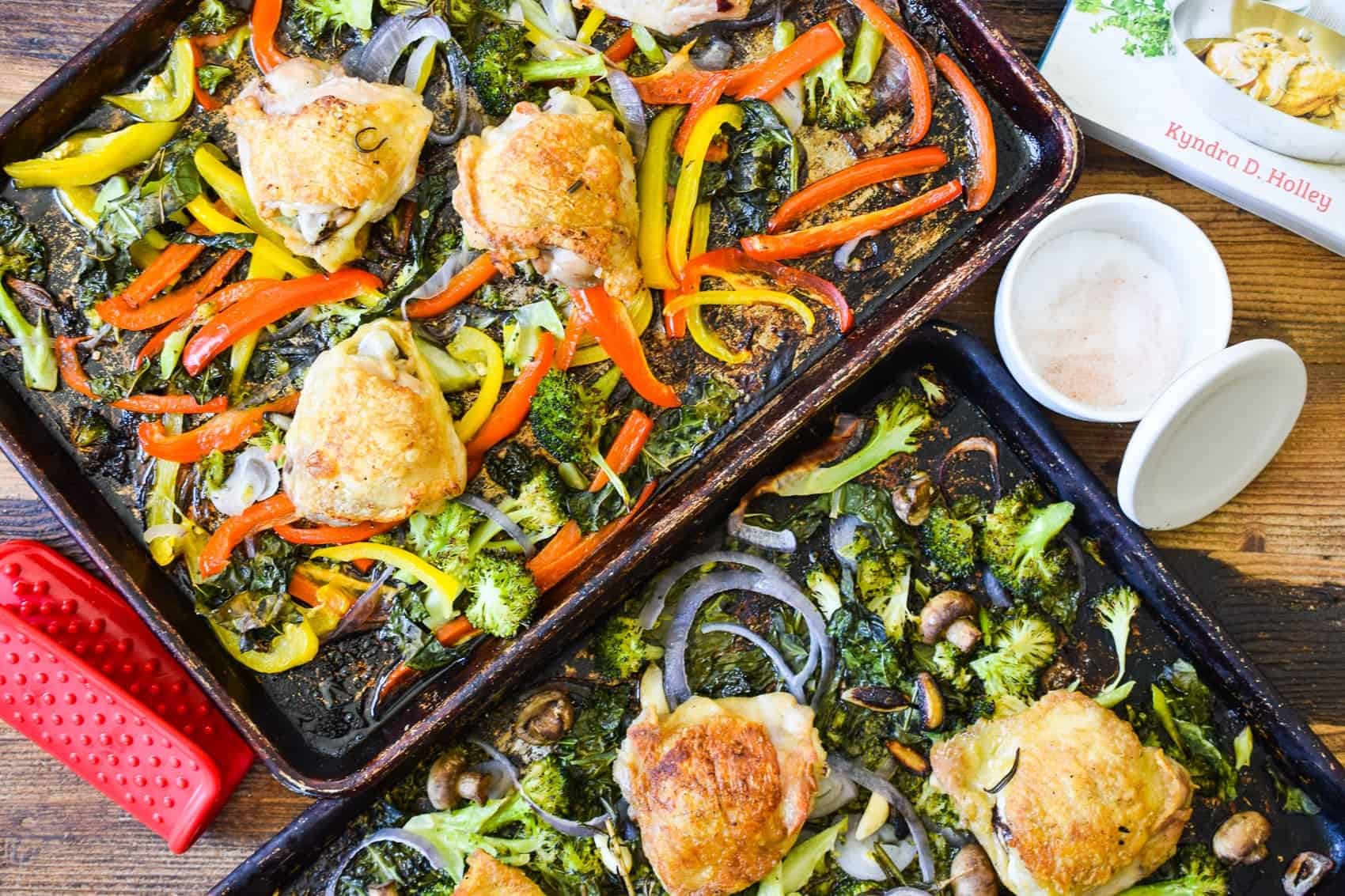Crispy Chicken Thigh and Vegetable Sheet Pan Dinner (Keto, Paleo)