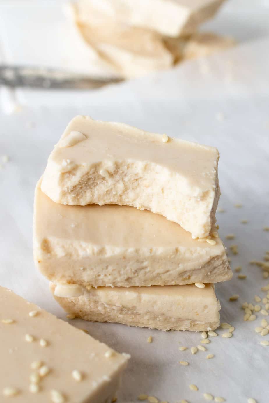 Vanilla Tahini Keto Fudge (Raw, Paleo, Dairy Free, Nut Free)