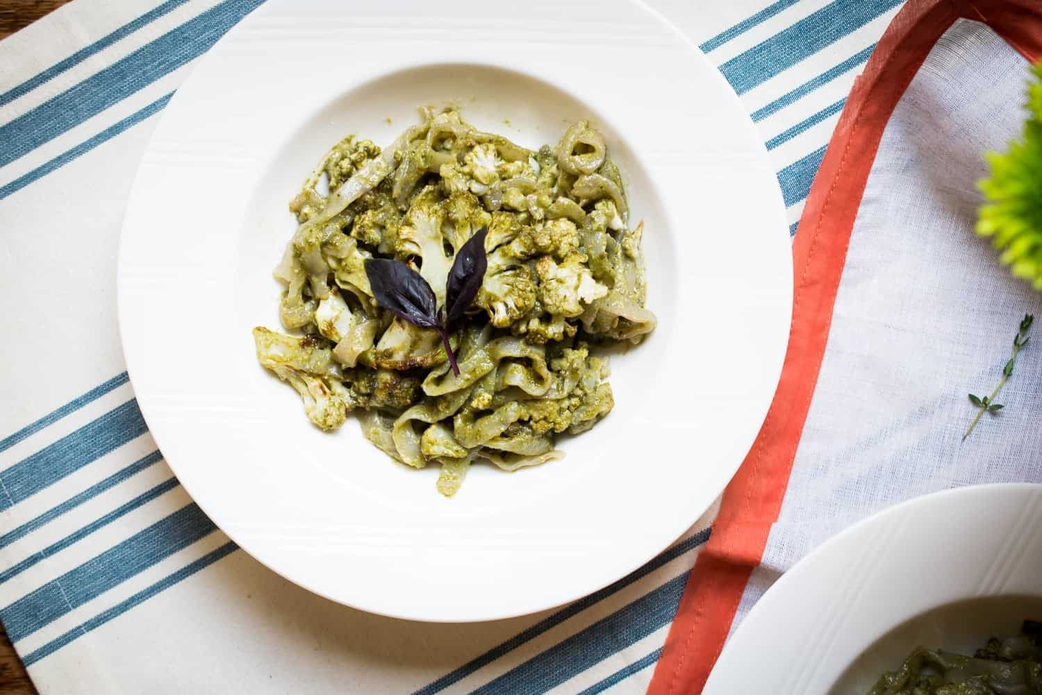 Creamy Cauliflower Pasta with Basil Citrus Sauce (Keto, Paleo)