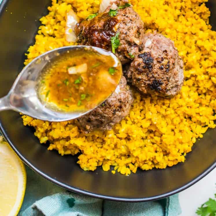 meatballs and cauliflower rice