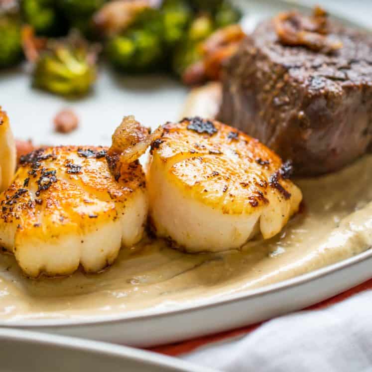 seared scallop and steak