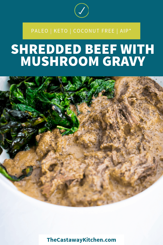 Shredded Beef with Mushroom Gravy (Dairy Free, Nut Free, Coconut Free, Egg Free)