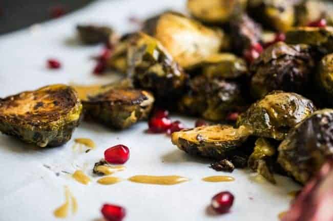 Dijon Pomegranate Roasted Brussels Sprouts | The Castaway Kitchen