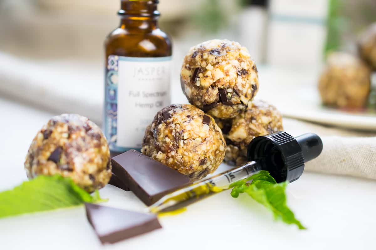 Raw Mint Chip Hemp Balls made with chocolate and full spectrum CBD oil from Jasper Organics