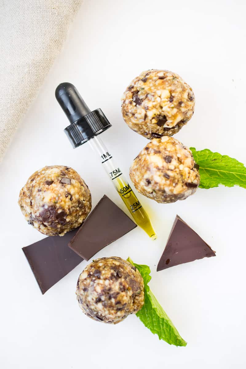 Raw Mint Chip Hemp Balls made with chocolate and full spectrum CBD oil from Jasper Organics