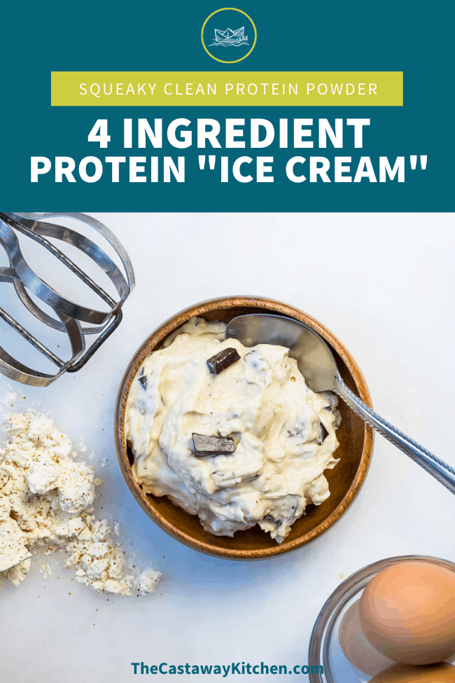 This squeaky clean protein powder is my go to for my favorite treat: paleo protein powder ice cream! Only 4 ingredients and dairy and nut free!