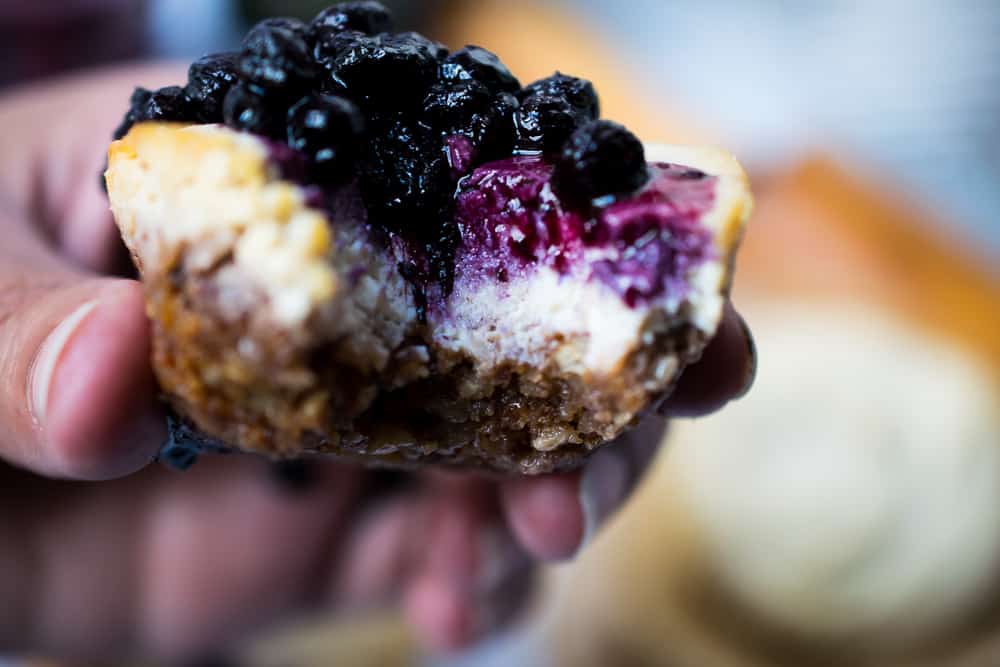 Keto vegan cheesecake bite with blueberries 