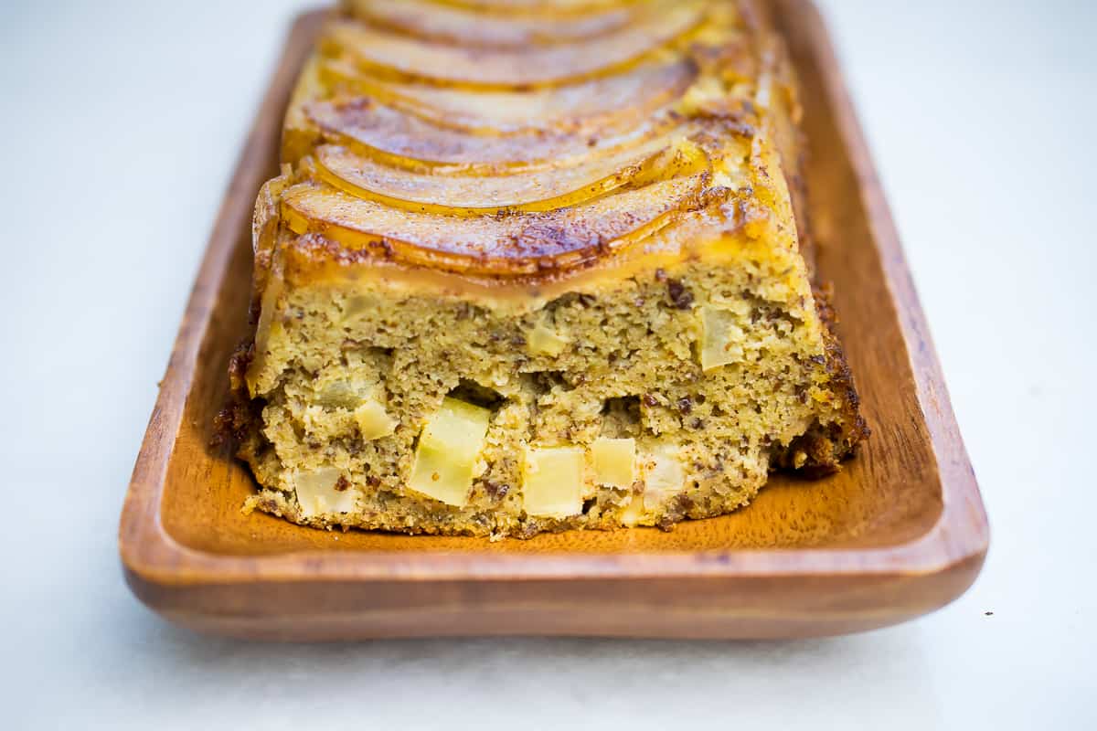 Pan Seared Vegan Apple Almond Cake [ paleo + GF + DF ]