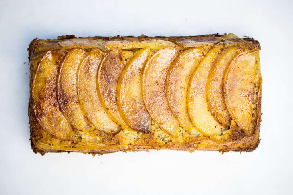 Pan Seared Apple Almond Cake, GF + DF + paleo