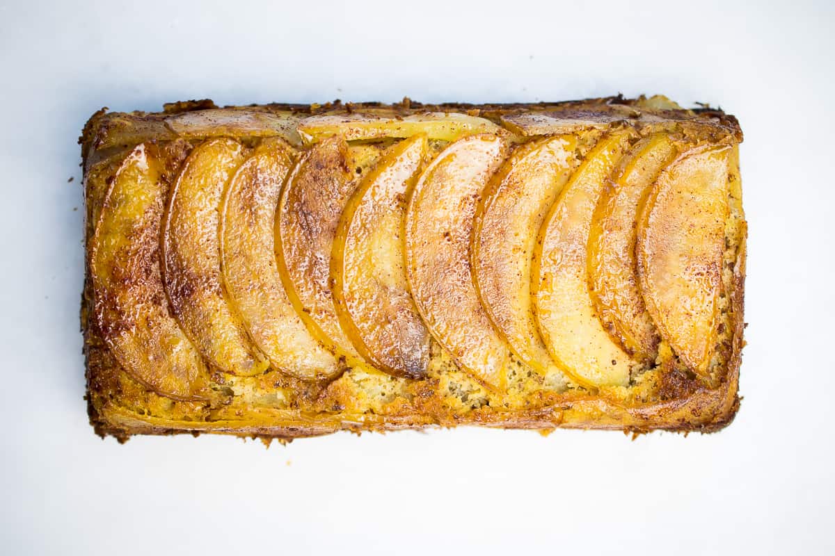 Pan Seared Vegan Apple Almond Cake [ paleo + GF + DF ]