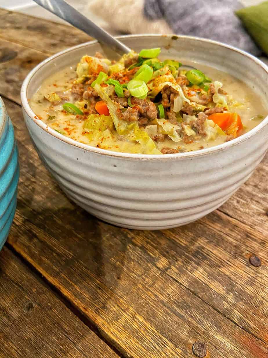 Creamy Beef and Cabbage Soup (dairy free, keto, paleo)