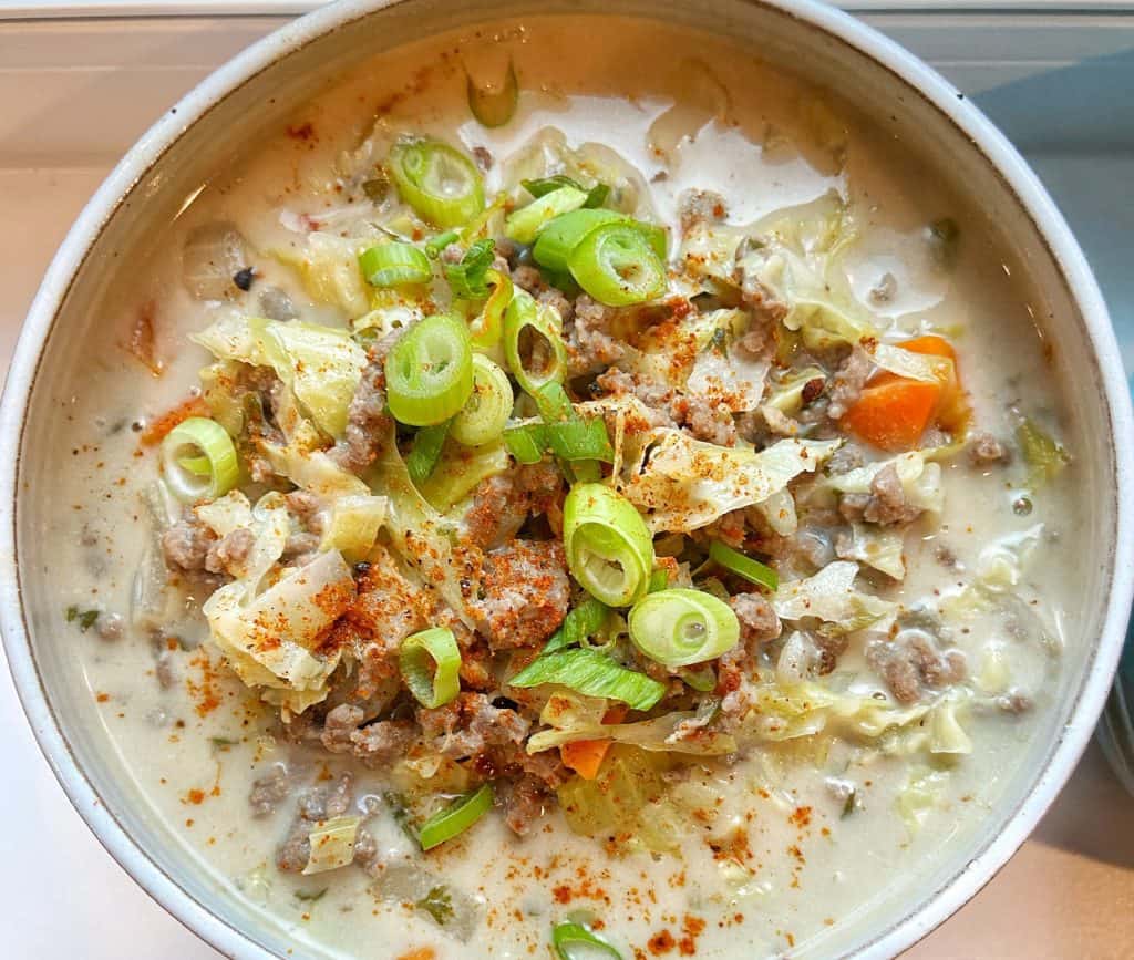 keto creamy beef and cabbage soup