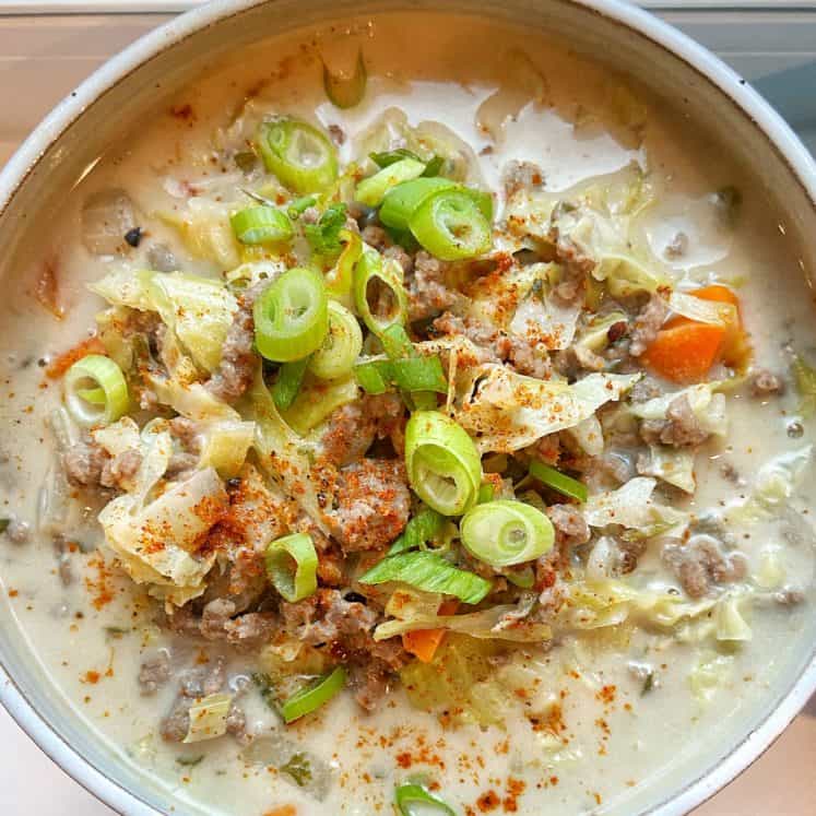 keto creamy beef and cabbage soup