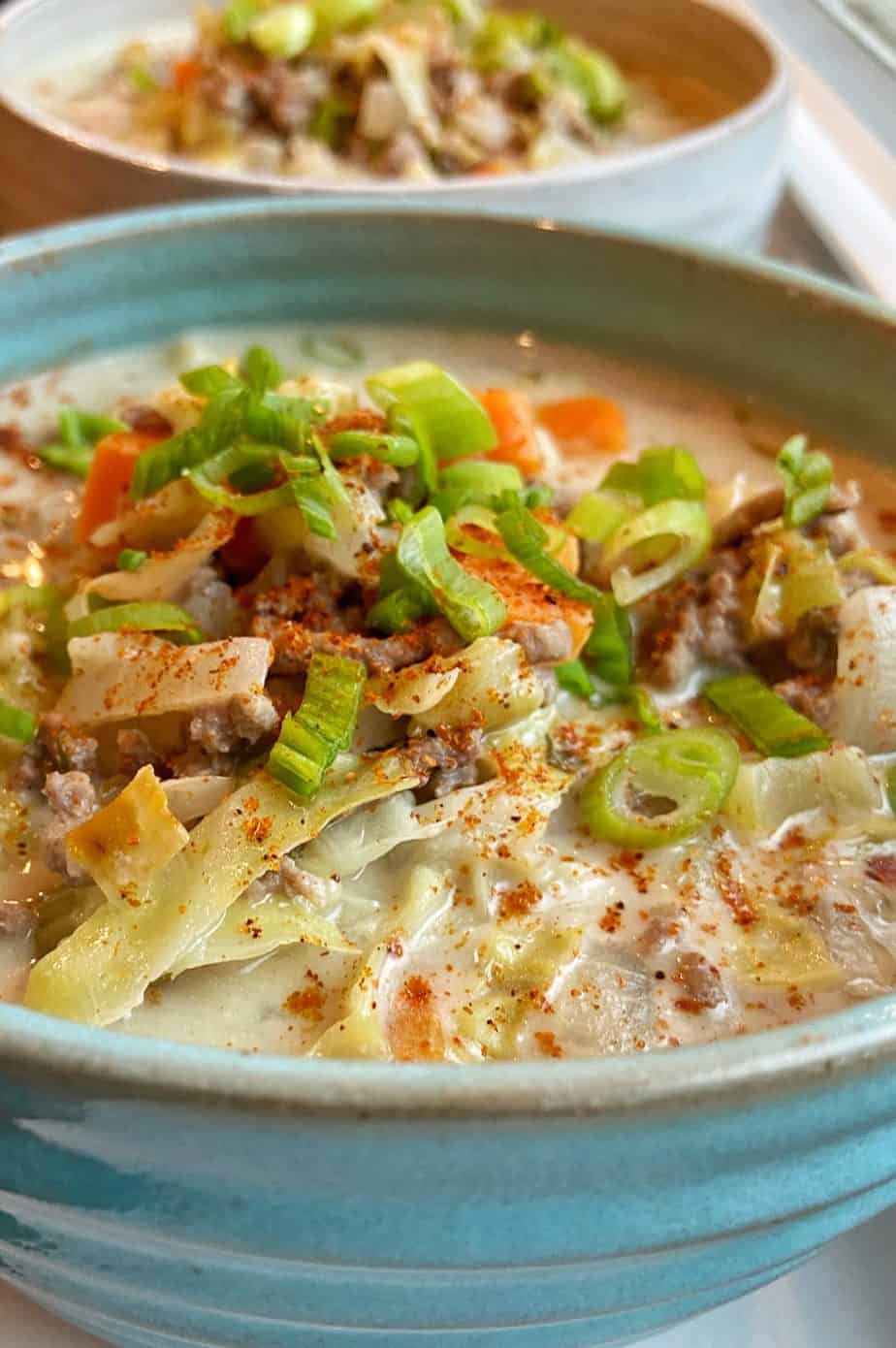 Creamy Beef and Cabbage Soup (dairy free, keto, paleo)