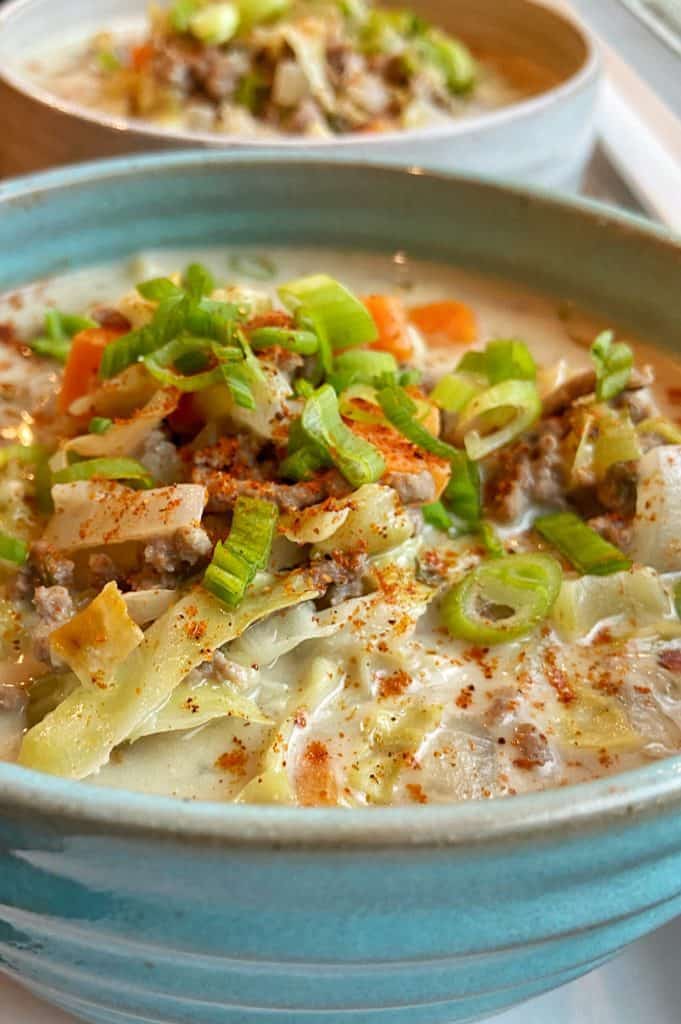 creamy beef and cabbage soup