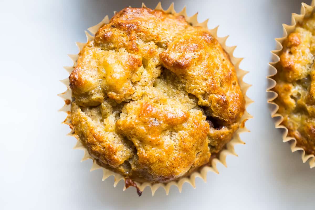 gluten free banana nut muffins close up