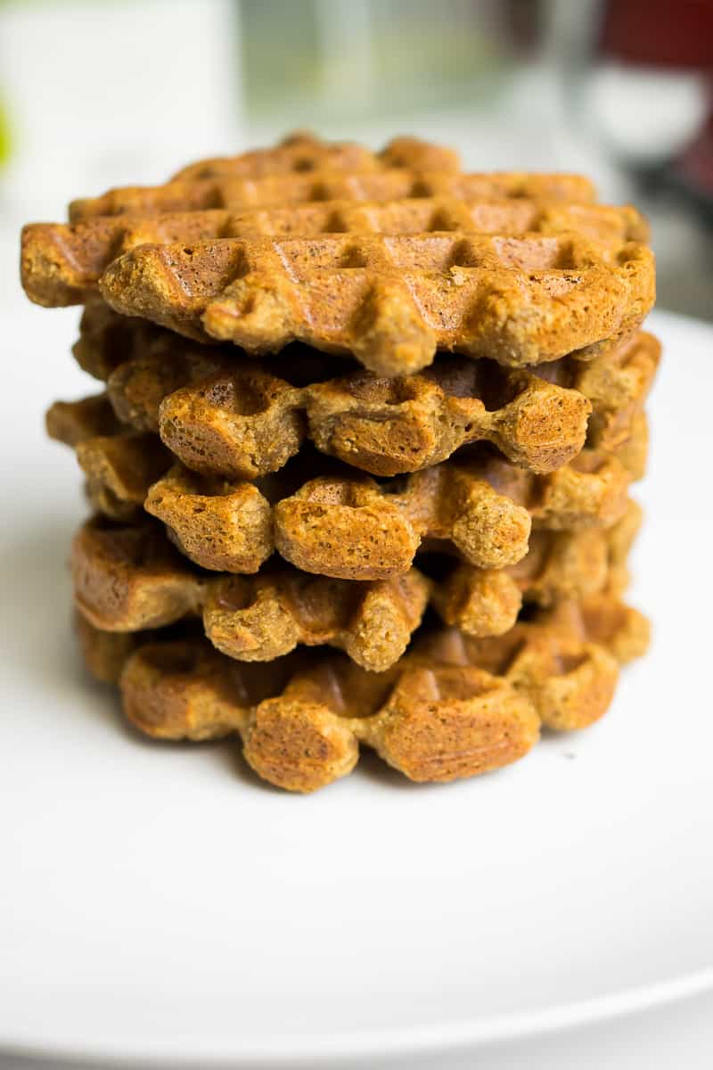 a stack of five crispy aip waffles