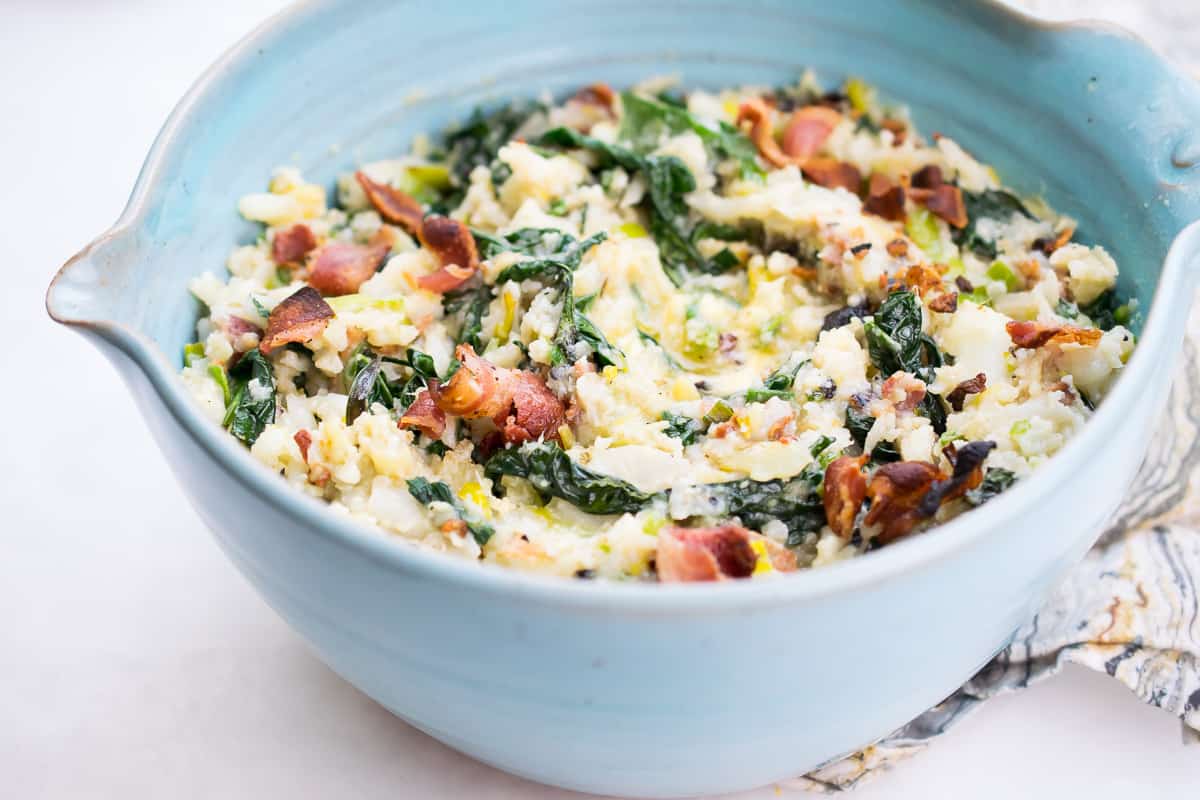 aip mashed potato served in a blue platter