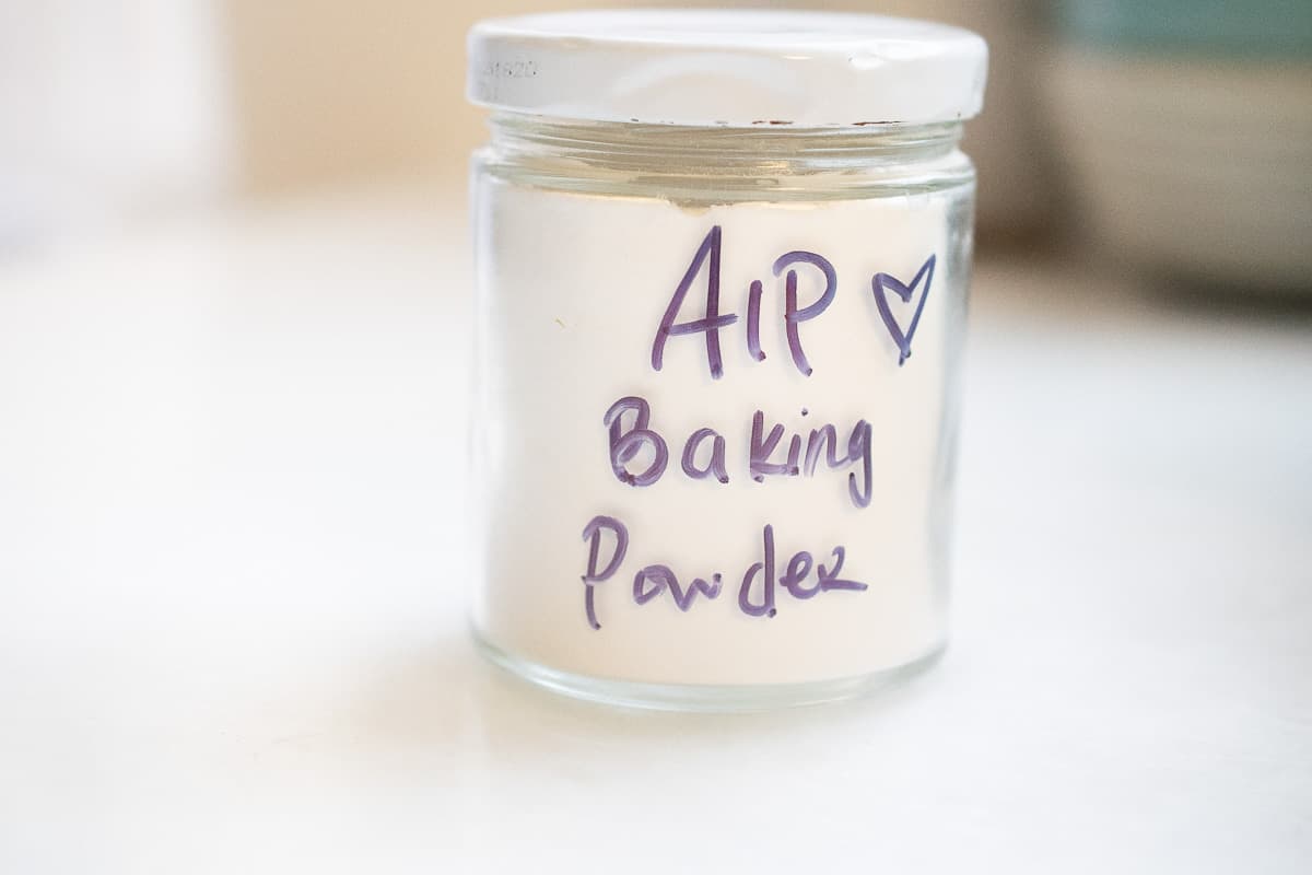 Small jar with AIP Baking Powder written on it
