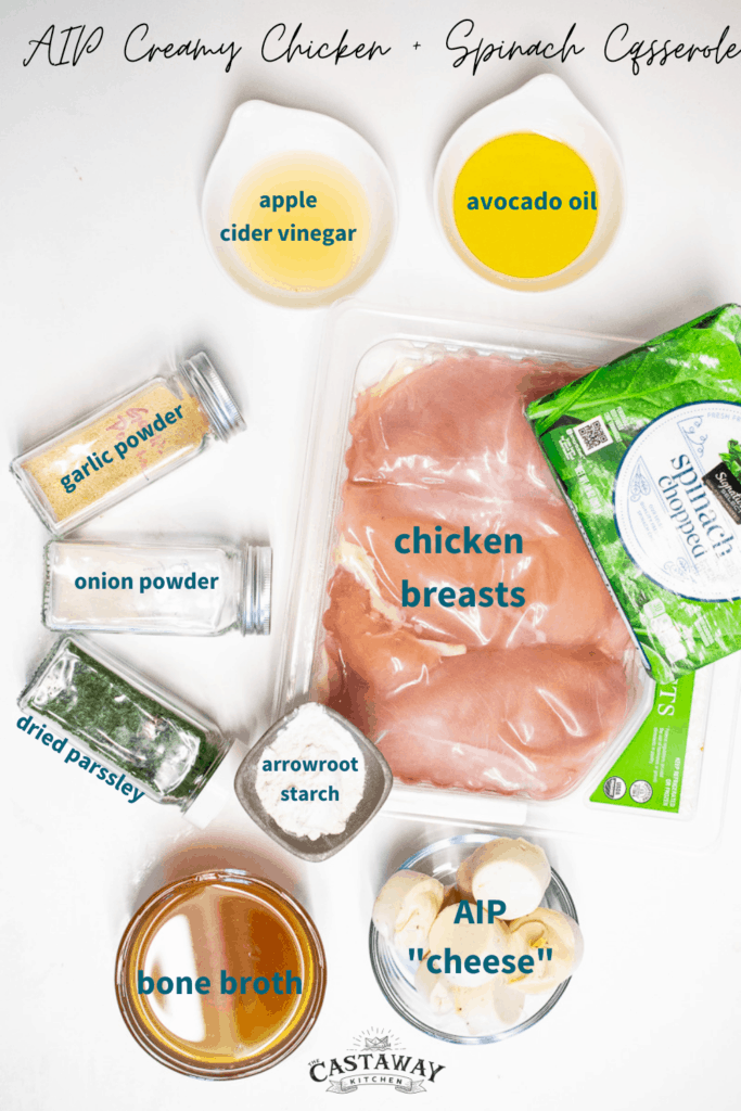Ingredients for AIP Chicken Casserole.