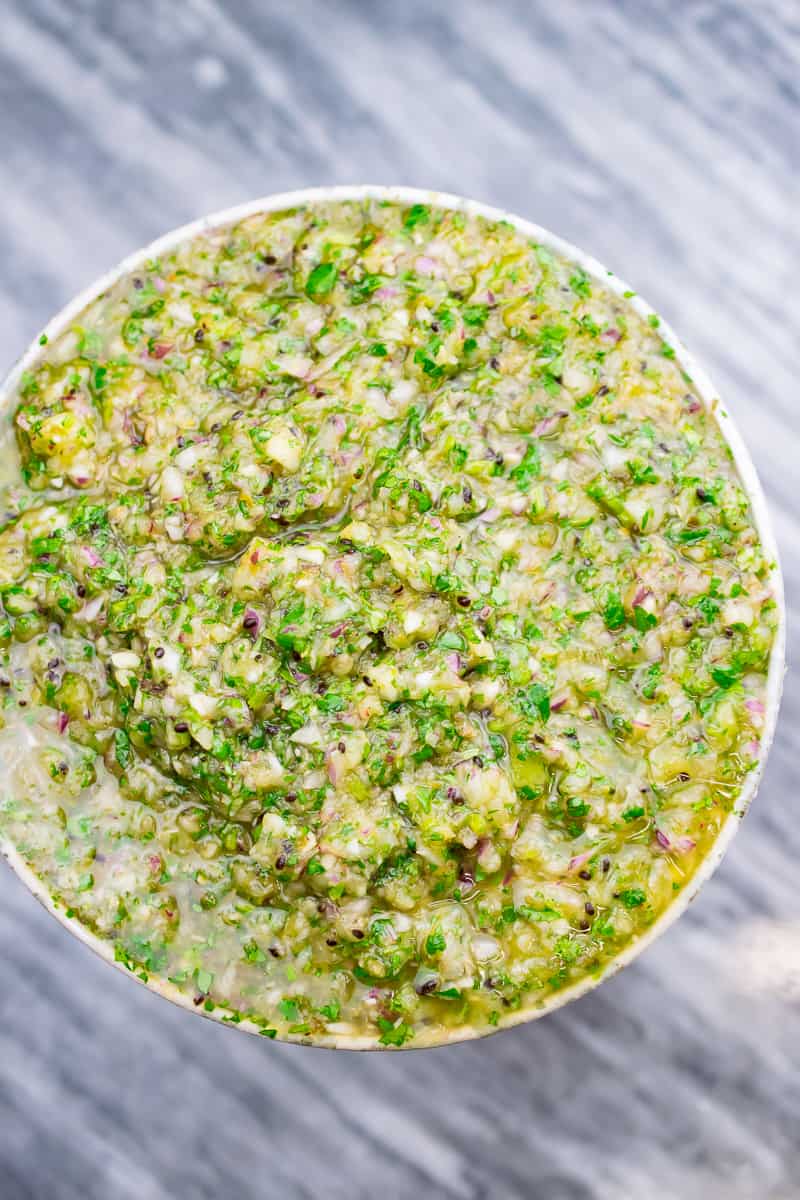 aip salsa verde in wide bowl