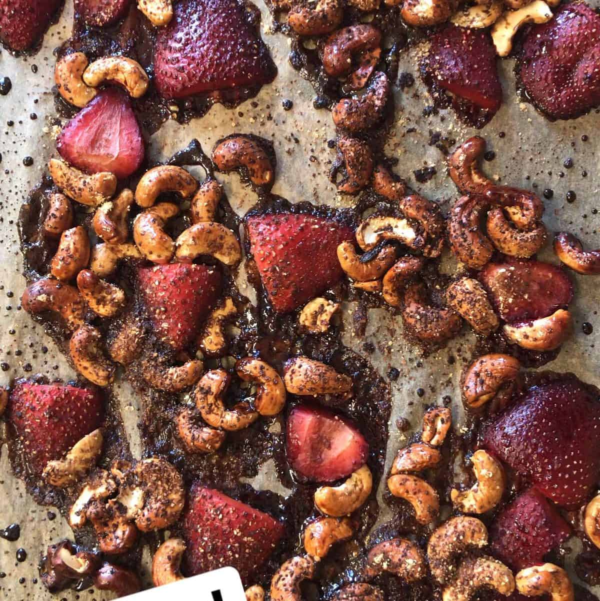 roasted strawberries and cashews 