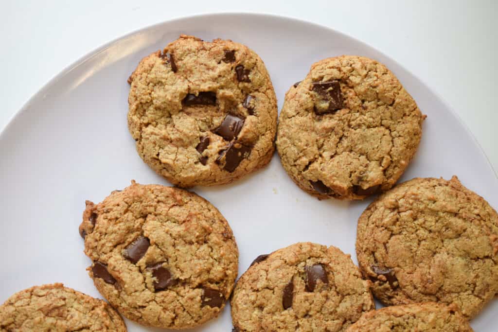 allergen free chocolate chip cookies on a plate
