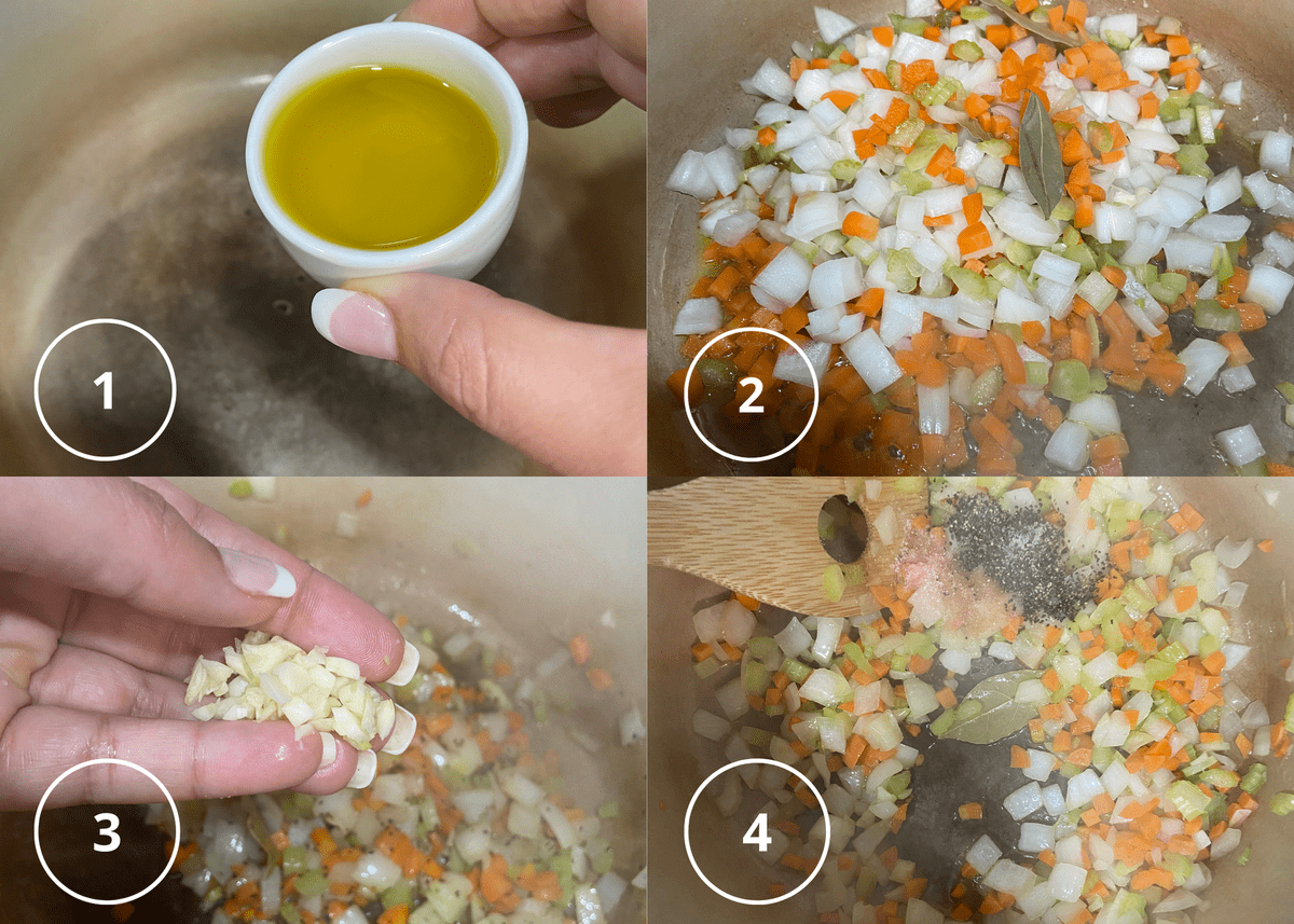 making avgolemono soup steps 1-4