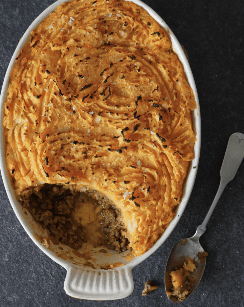aip shepher'd pie recipe with swirls in the mashed potato
