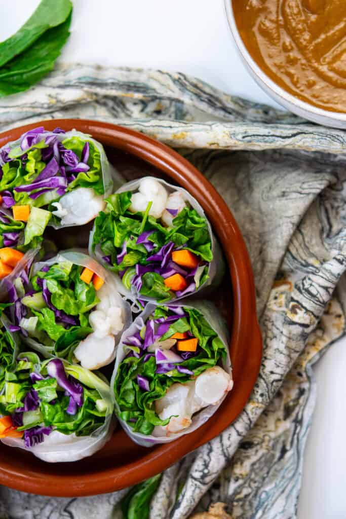 paleo spring rolls in a ceramic bowl