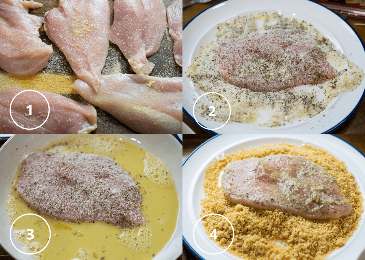 step by step paleo chicken parm, breading 