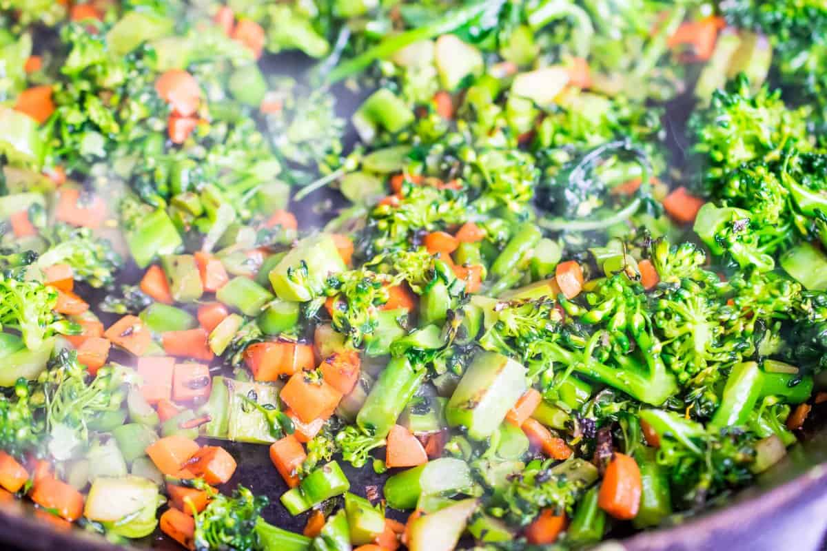 sauteed veggies close up 