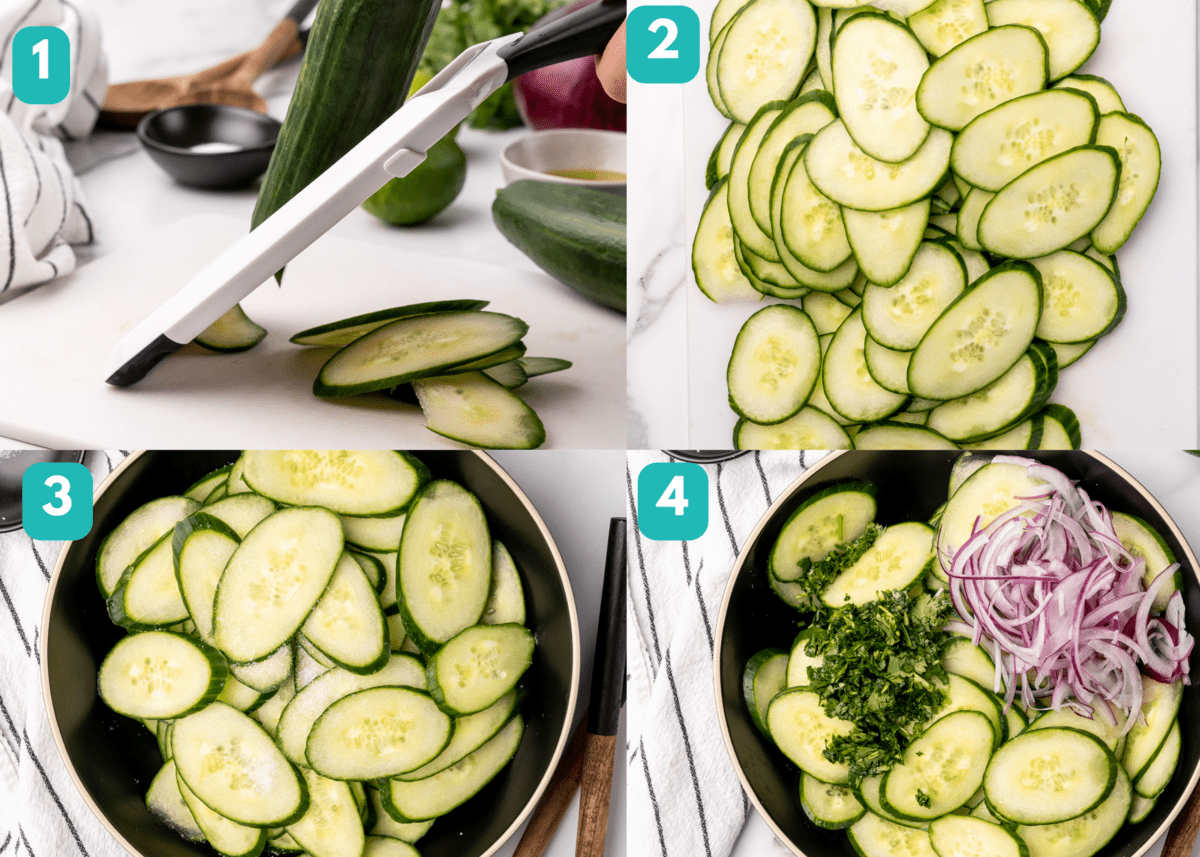 cucumber salad steps 1-4