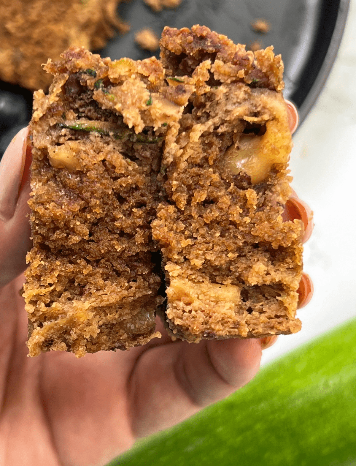 close up of inside of paleo zucchini bread