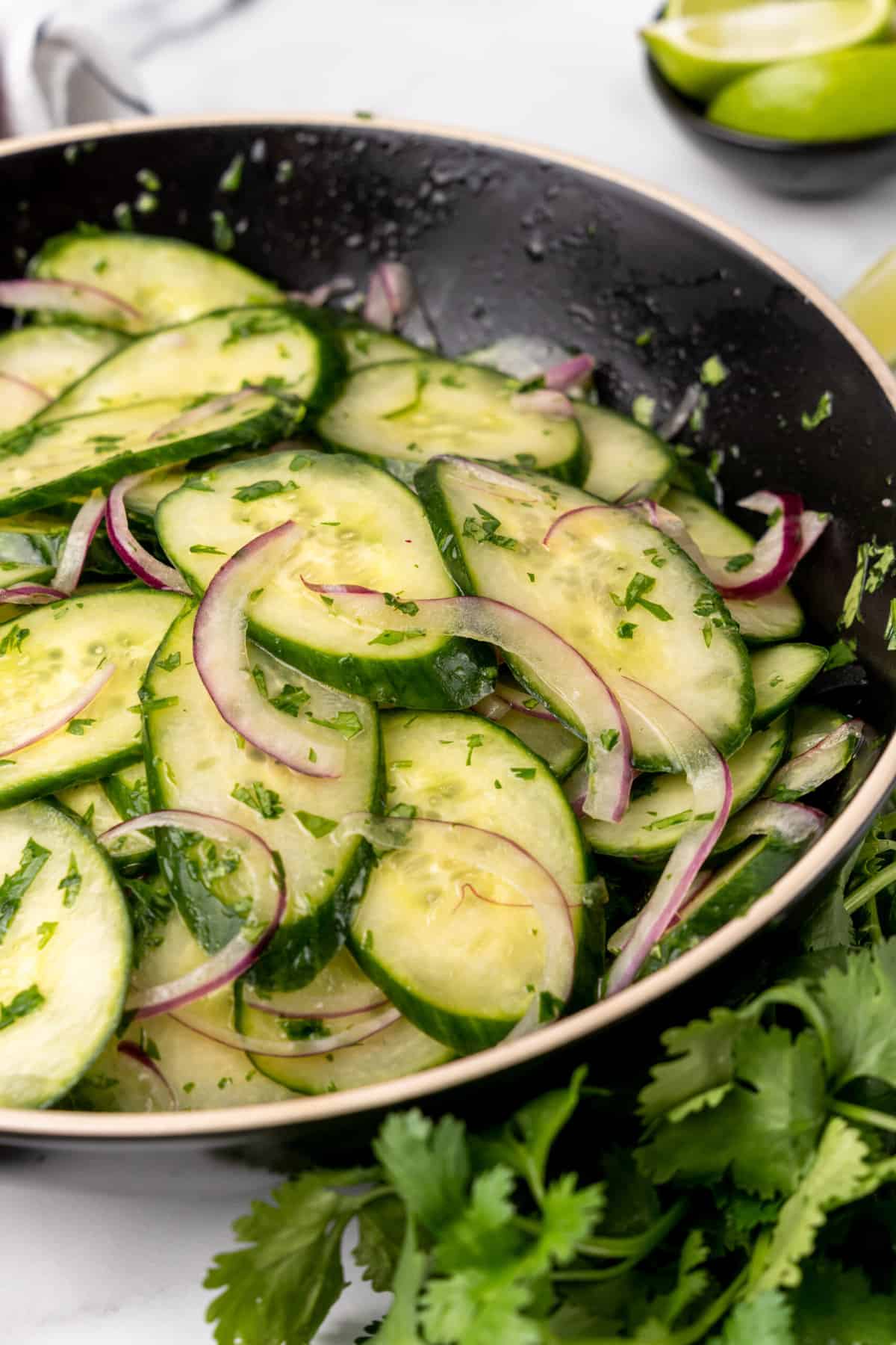 summer cucumber salad with cilantro and onion