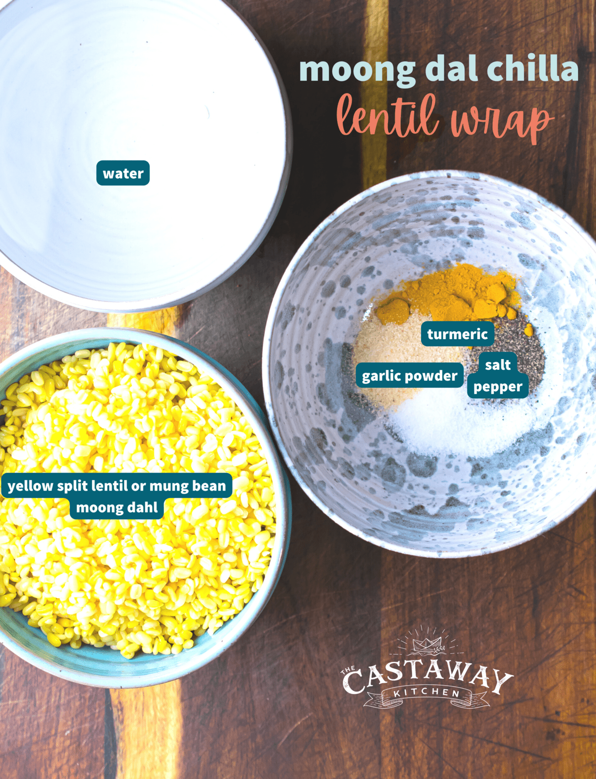 lentil wrap ingredients in bowls