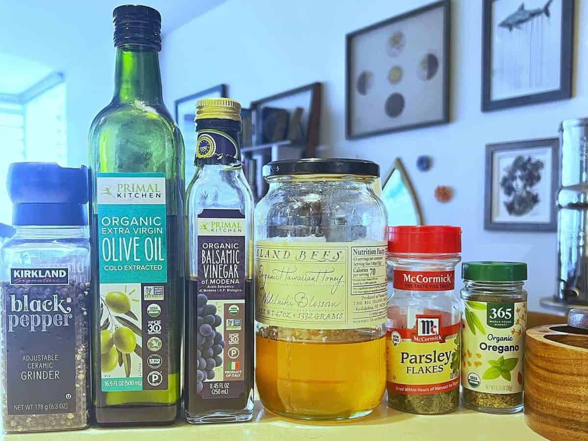 ingredients on a counter for dressing